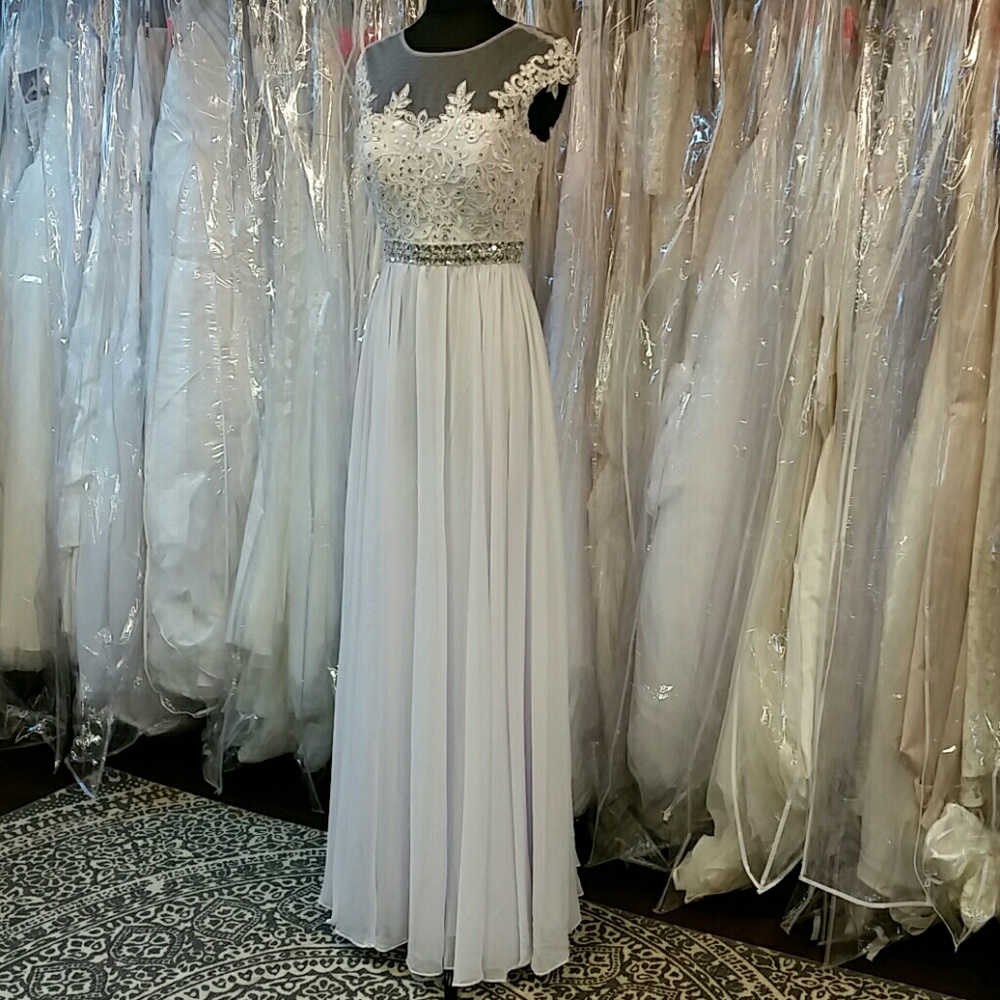 White Lace Chiffon Goddess Gown
